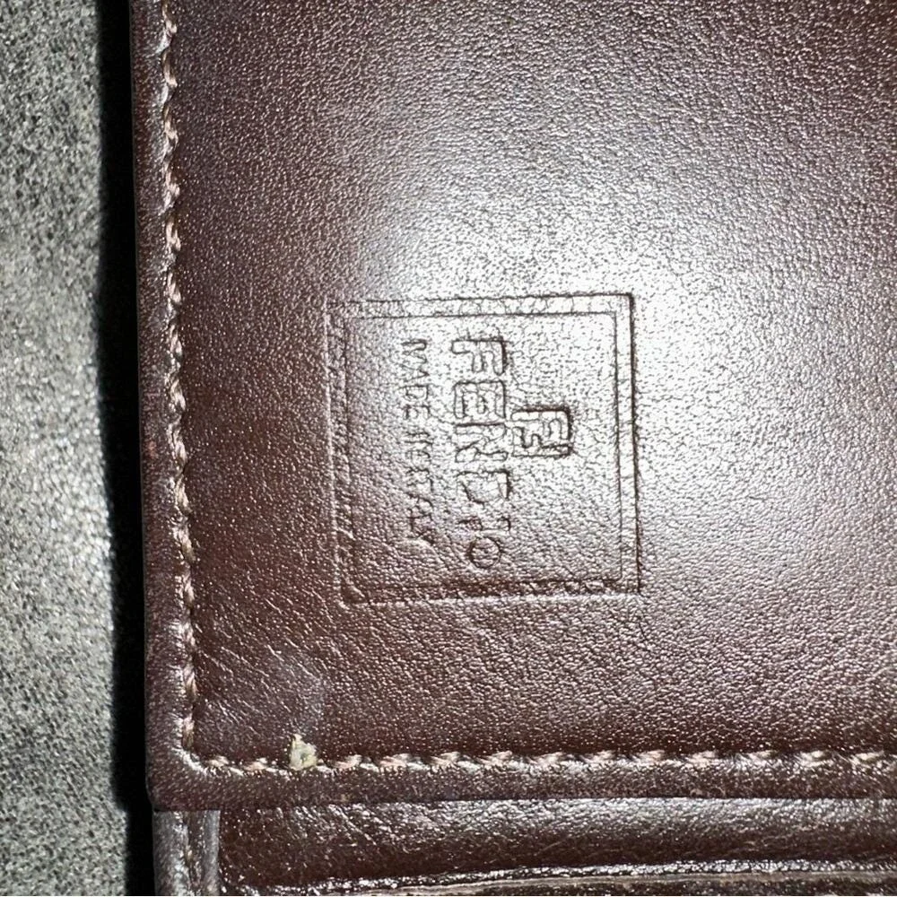 Fendi Zucca Print Canvas Leather Trim Bi Fold Wallet Brown Authentic Designer